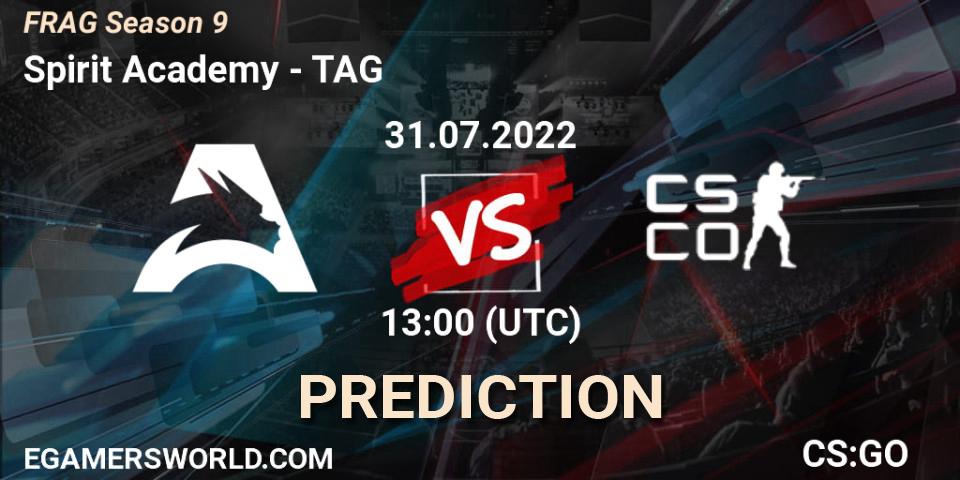 Prognose für das Spiel Spirit Academy VS TAG. 31.07.2022 at 12:00. Counter-Strike (CS2) - FRAG Season 9