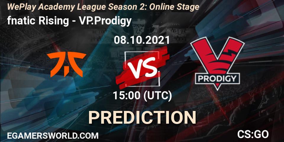 Prognose für das Spiel fnatic Rising VS VP.Prodigy. 08.10.2021 at 15:00. Counter-Strike (CS2) - WePlay Academy League Season 2: Online Stage