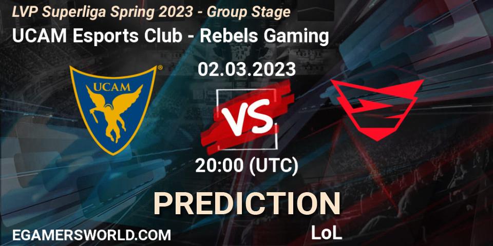 Prognose für das Spiel UCAM Esports Club VS Rebels Gaming. 02.03.2023 at 19:00. LoL - LVP Superliga Spring 2023 - Group Stage
