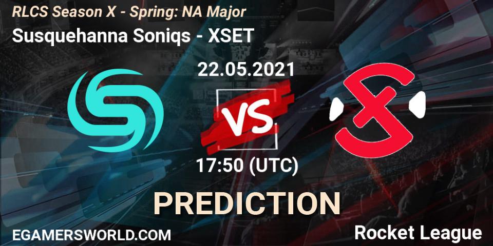 Prognose für das Spiel Susquehanna Soniqs VS XSET. 22.05.2021 at 17:35. Rocket League - RLCS Season X - Spring: NA Major
