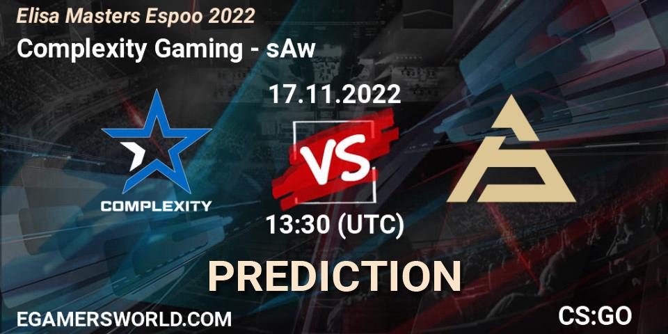 Prognose für das Spiel Complexity Gaming VS sAw. 17.11.22. CS2 (CS:GO) - Elisa Masters Espoo 2022