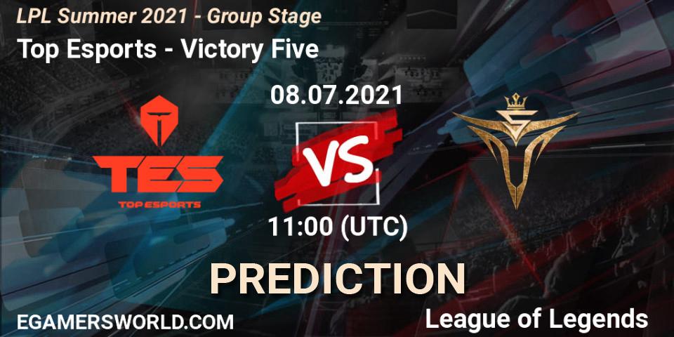 Prognose für das Spiel Top Esports VS Victory Five. 08.07.21. LoL - LPL Summer 2021 - Group Stage