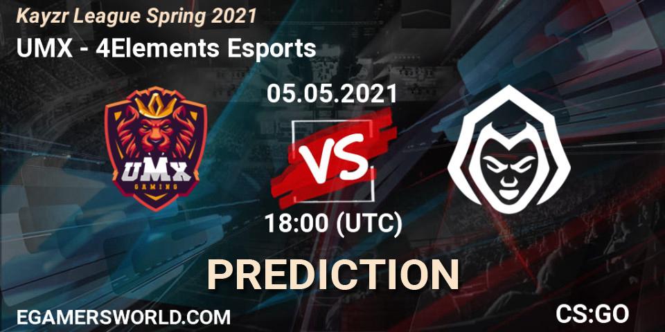 Prognose für das Spiel UMX VS 4Elements Esports. 05.05.21. CS2 (CS:GO) - Kayzr League Spring 2021