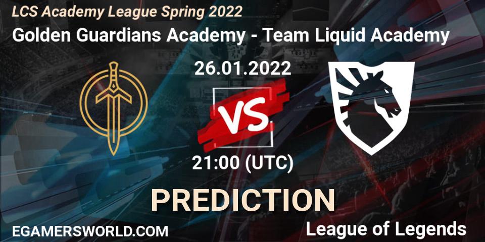 Prognose für das Spiel Golden Guardians Academy VS Team Liquid Academy. 26.01.2022 at 21:00. LoL - LCS Academy League Spring 2022