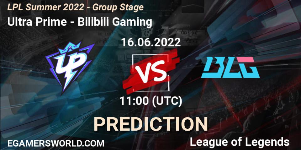Prognose für das Spiel Ultra Prime VS Bilibili Gaming. 16.06.2022 at 11:50. LoL - LPL Summer 2022 - Group Stage