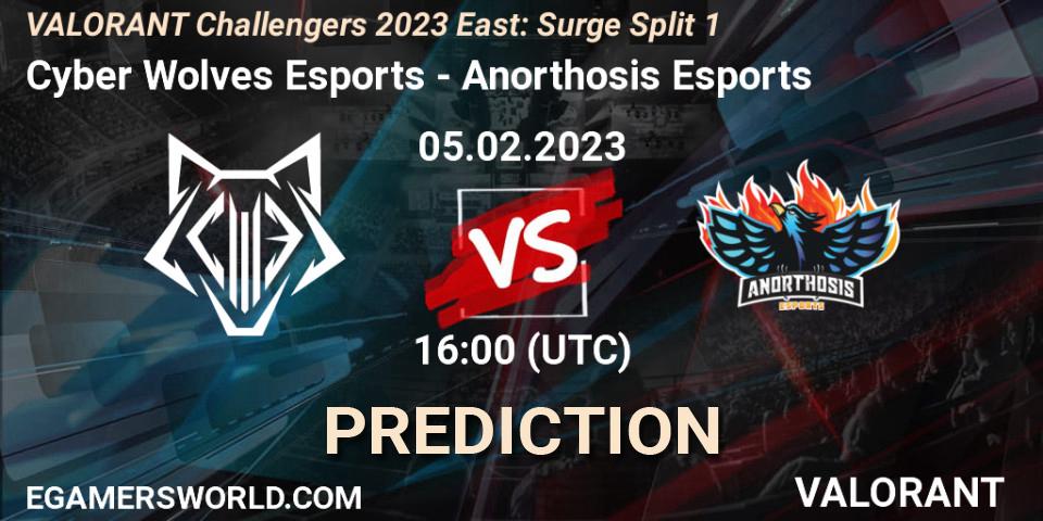 Prognose für das Spiel Cyber Wolves Esports VS Anorthosis Esports. 05.02.23. VALORANT - VALORANT Challengers 2023 East: Surge Split 1