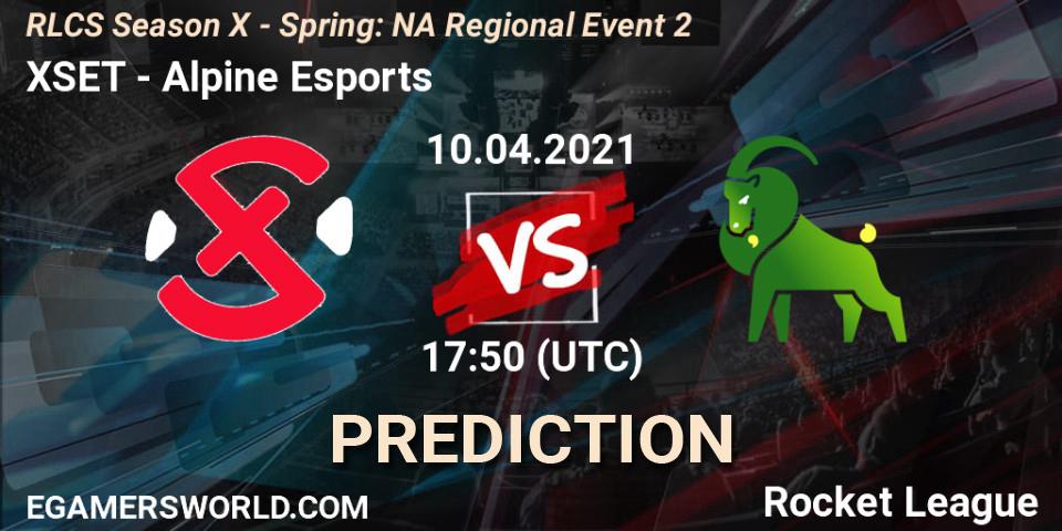 Prognose für das Spiel XSET VS Alpine Esports. 10.04.2021 at 17:45. Rocket League - RLCS Season X - Spring: NA Regional Event 2