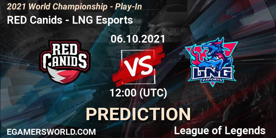 Prognose für das Spiel RED Canids VS LNG Esports. 06.10.2021 at 12:00. LoL - 2021 World Championship - Play-In