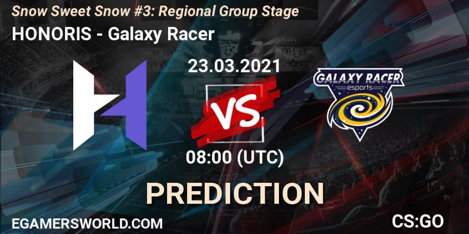 Prognose für das Spiel HONORIS VS Galaxy Racer. 23.03.2021 at 08:00. Counter-Strike (CS2) - Snow Sweet Snow #3: Regional Group Stage