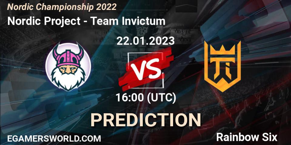 Prognose für das Spiel Nordic Project VS Team Invictum. 22.01.2023 at 16:00. Rainbow Six - Nordic Championship 2022
