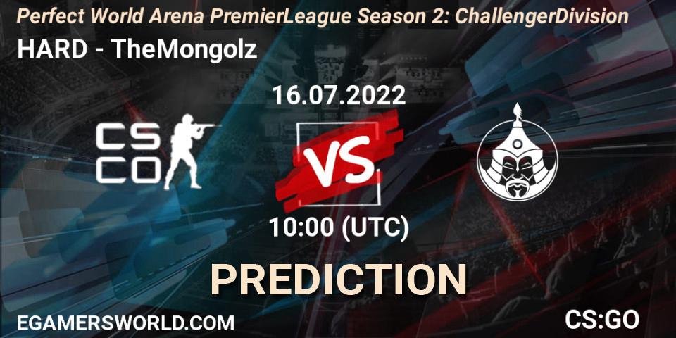 Prognose für das Spiel HARD VS TheMongolz. 16.07.2022 at 13:00. Counter-Strike (CS2) - Perfect World Arena Premier League Season 2: Challenger Division