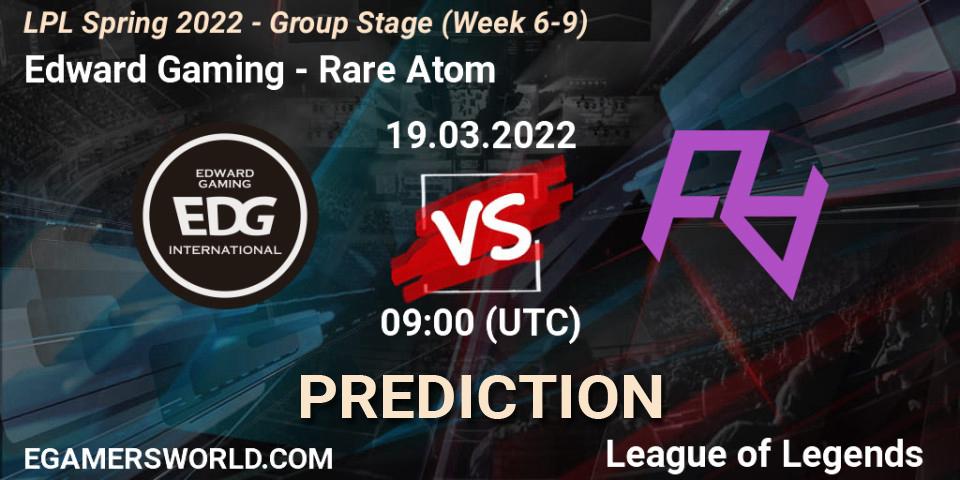 Prognose für das Spiel Edward Gaming VS Rare Atom. 19.03.22. LoL - LPL Spring 2022 - Group Stage (Week 6-9)
