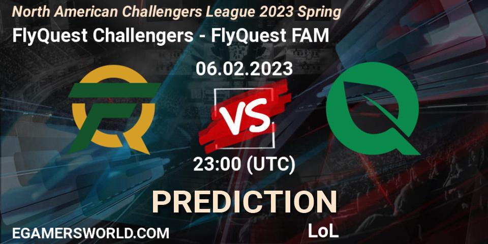 Prognose für das Spiel FlyQuest Challengers VS FlyQuest FAM. 06.02.23. LoL - NACL 2023 Spring - Group Stage