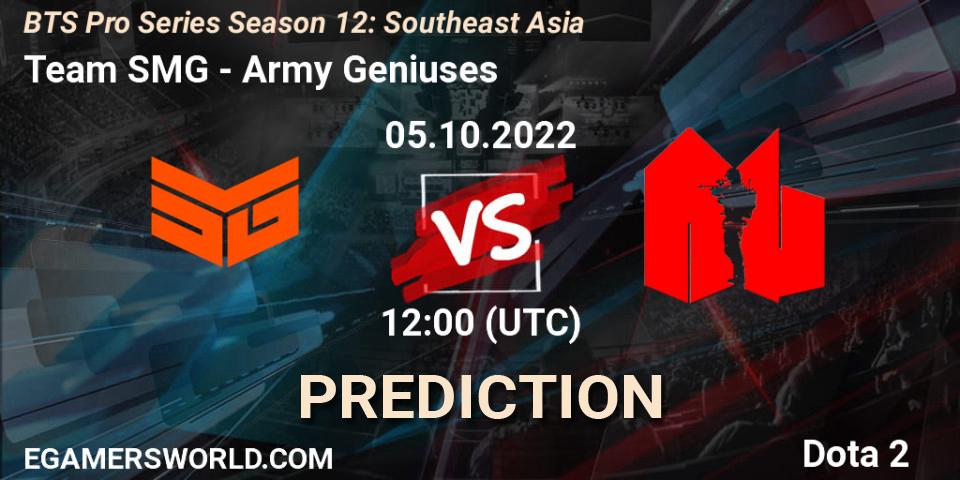 Prognose für das Spiel Team SMG VS Army Geniuses. 05.10.22. Dota 2 - BTS Pro Series Season 12: Southeast Asia