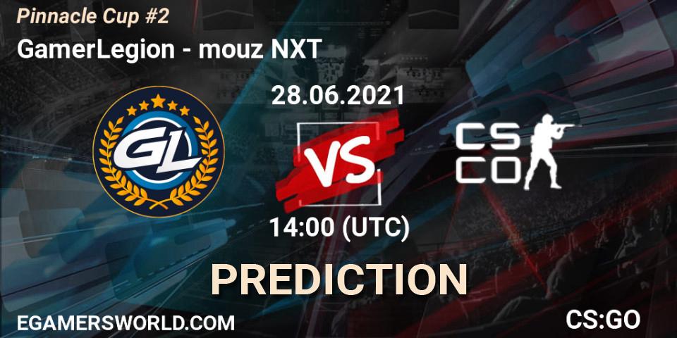 Prognose für das Spiel GamerLegion VS mouz NXT. 28.06.2021 at 14:00. Counter-Strike (CS2) - Pinnacle Cup #2