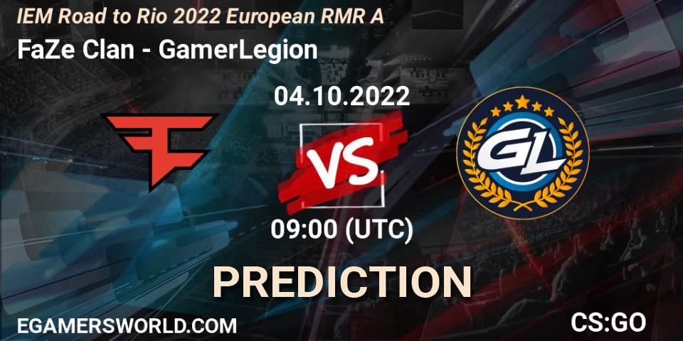 Prognose für das Spiel FaZe Clan VS GamerLegion. 04.10.2022 at 11:40. Counter-Strike (CS2) - IEM Road to Rio 2022 European RMR A
