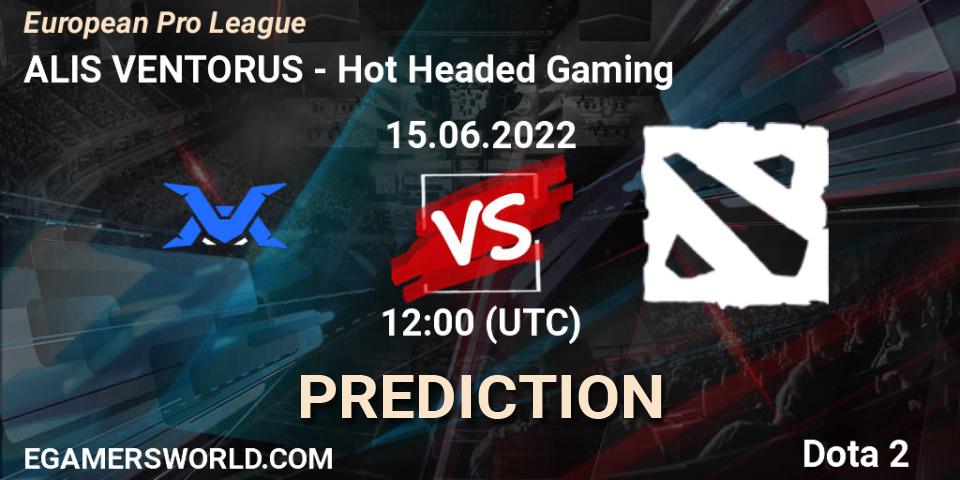 Prognose für das Spiel ALIS VENTORUS VS Hot Headed Gaming. 15.06.2022 at 13:27. Dota 2 - European Pro League