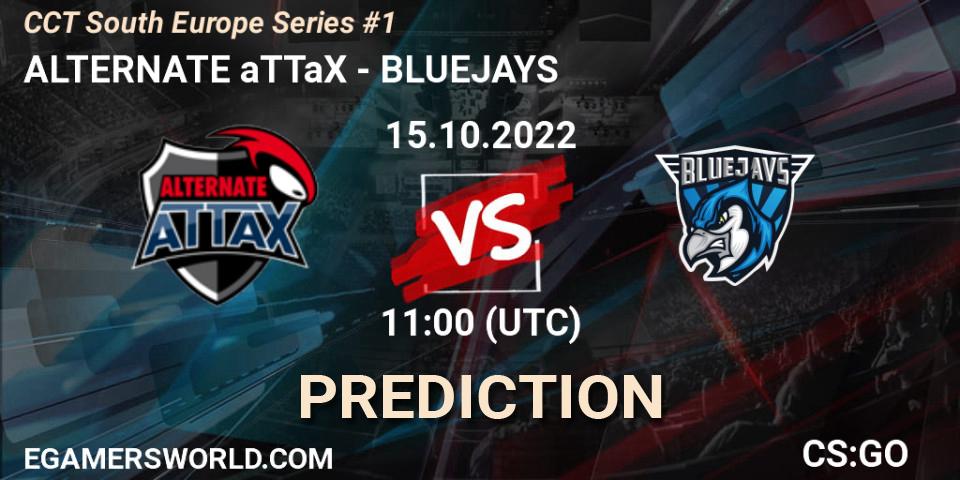 Prognose für das Spiel ALTERNATE aTTaX VS BLUEJAYS. 15.10.2022 at 11:00. Counter-Strike (CS2) - CCT South Europe Series #1
