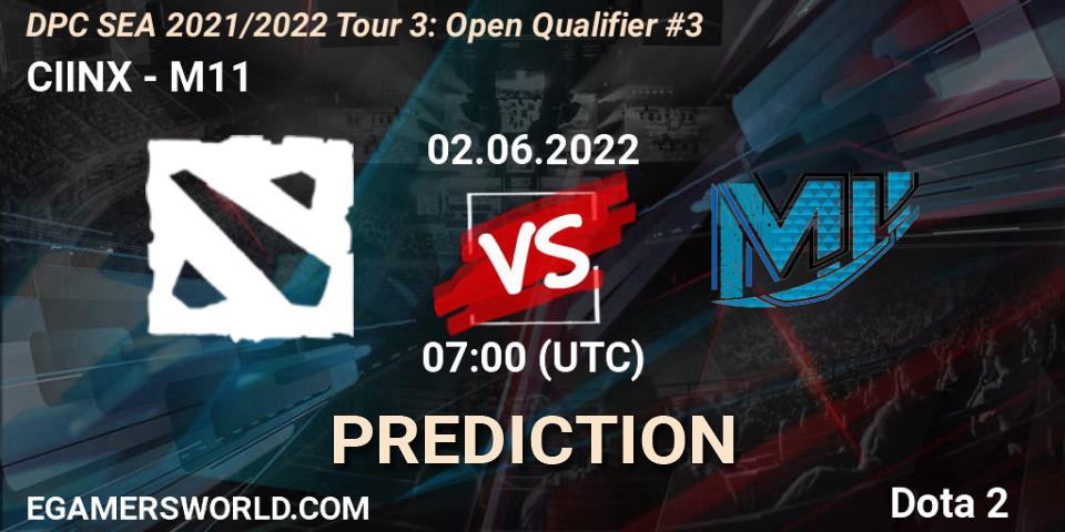 Prognose für das Spiel CIINX VS M11. 02.06.2022 at 07:00. Dota 2 - DPC SEA 2021/2022 Tour 3: Open Qualifier #3