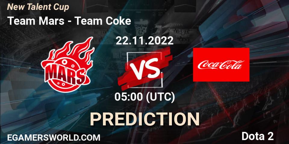 Prognose für das Spiel Team Mars VS Team Coke. 22.11.2022 at 07:23. Dota 2 - New Talent Cup