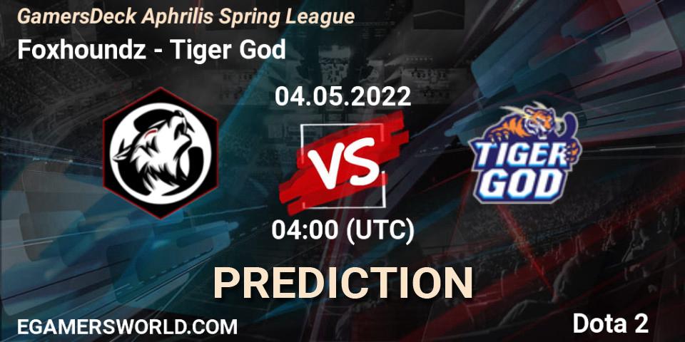 Prognose für das Spiel Foxhoundz VS Tiger God. 04.05.22. Dota 2 - GamersDeck Aphrilis Spring League