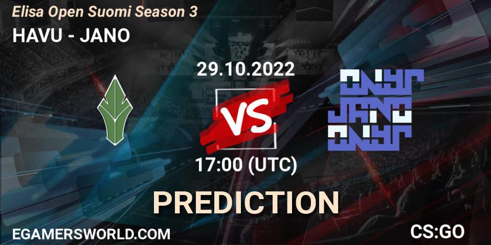 Prognose für das Spiel HAVU VS JANO. 29.10.2022 at 17:00. Counter-Strike (CS2) - Elisa Open Suomi Season 3