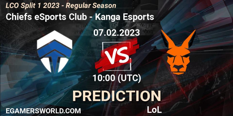 Prognose für das Spiel Chiefs eSports Club VS Kanga Esports. 07.02.23. LoL - LCO Split 1 2023 - Regular Season