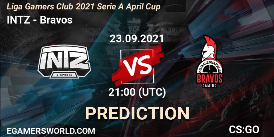 Prognose für das Spiel INTZ VS Bravos. 23.09.2021 at 21:00. Counter-Strike (CS2) - Liga Gamers Club 2021 Serie A April Cup