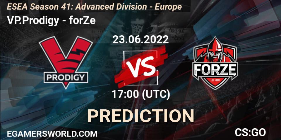 Prognose für das Spiel VP.Prodigy VS forZe. 23.06.22. CS2 (CS:GO) - ESEA Season 41: Advanced Division - Europe