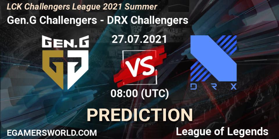Prognose für das Spiel Gen.G Challengers VS DRX Challengers. 27.07.2021 at 08:00. LoL - LCK Challengers League 2021 Summer