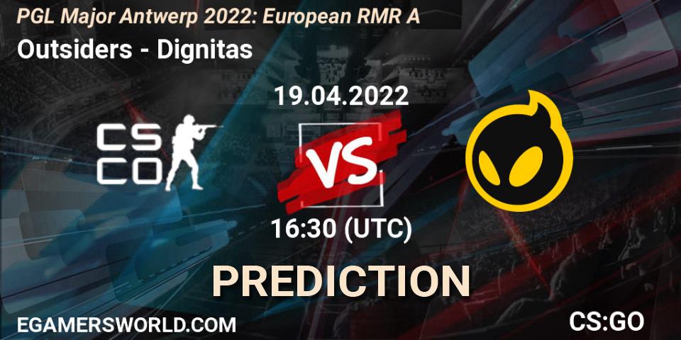 Prognose für das Spiel Outsiders VS Dignitas. 19.04.22. CS2 (CS:GO) - PGL Major Antwerp 2022: European RMR A