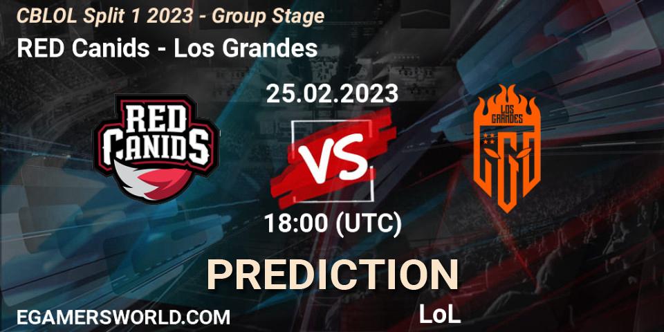Prognose für das Spiel RED Canids VS Los Grandes. 25.02.2023 at 18:15. LoL - CBLOL Split 1 2023 - Group Stage