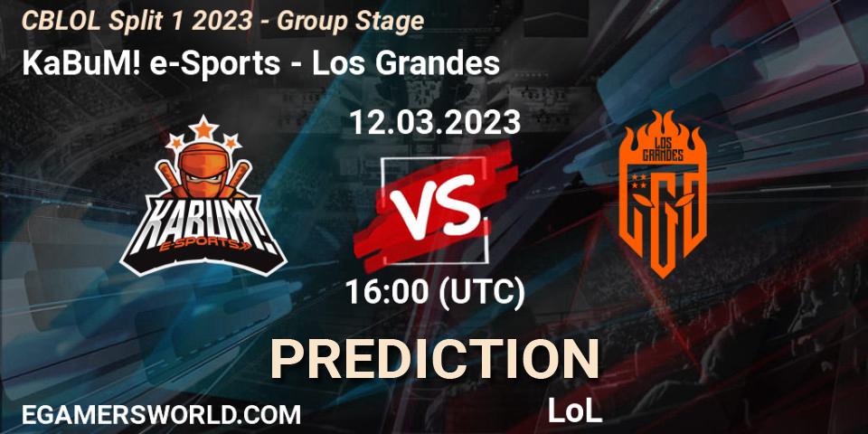 Prognose für das Spiel KaBuM! e-Sports VS Los Grandes. 12.03.23. LoL - CBLOL Split 1 2023 - Group Stage
