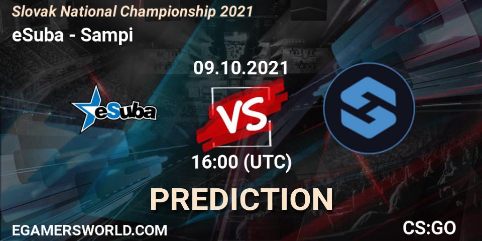 Prognose für das Spiel eSuba VS Sampi. 09.10.2021 at 19:20. Counter-Strike (CS2) - Slovak National Championship 2021