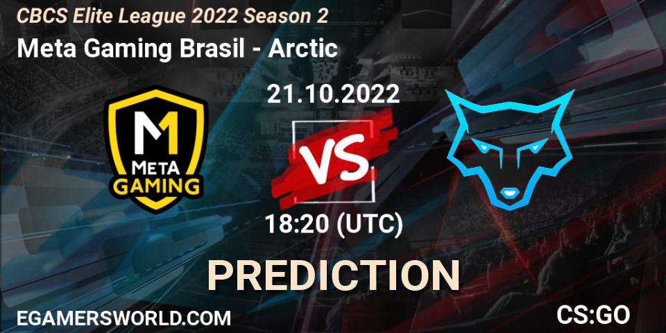 Prognose für das Spiel Meta Gaming Brasil VS Arctic. 22.10.2022 at 00:10. Counter-Strike (CS2) - CBCS Elite League 2022 Season 2