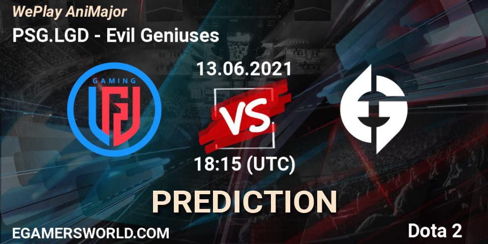 Prognose für das Spiel PSG.LGD VS Evil Geniuses. 13.06.21. Dota 2 - WePlay AniMajor 2021