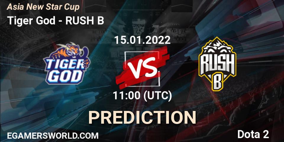 Prognose für das Spiel Tiger God VS RUSH B. 15.01.2022 at 11:34. Dota 2 - Asia New Star Cup Season 2