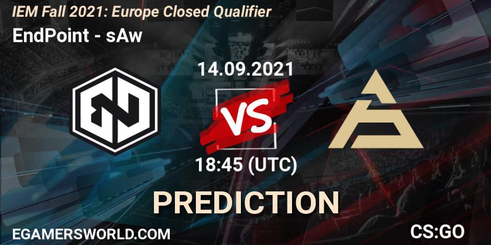 Prognose für das Spiel EndPoint VS sAw. 14.09.2021 at 18:45. Counter-Strike (CS2) - IEM Fall 2021: Europe Closed Qualifier
