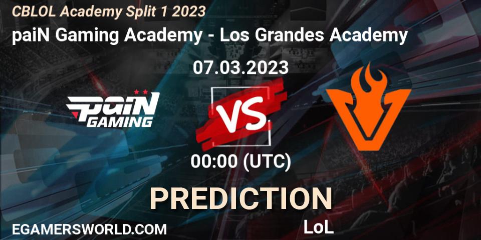 Prognose für das Spiel paiN Gaming Academy VS Los Grandes Academy. 07.03.2023 at 00:00. LoL - CBLOL Academy Split 1 2023