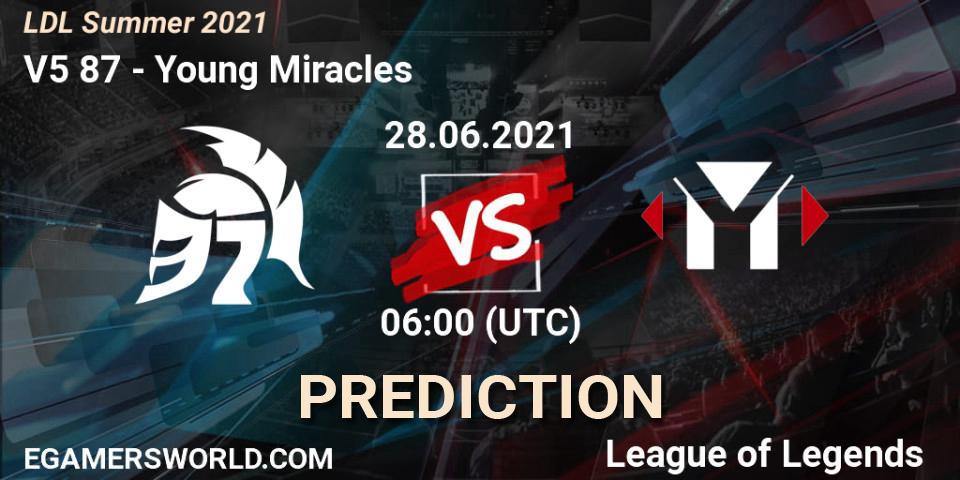 Prognose für das Spiel V5 87 VS Young Miracles. 28.06.2021 at 06:00. LoL - LDL Summer 2021