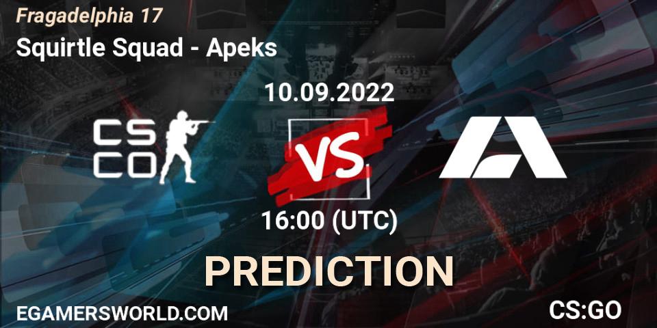 Prognose für das Spiel Squirtle Squad VS Apeks. 10.09.2022 at 16:00. Counter-Strike (CS2) - Fragadelphia 17