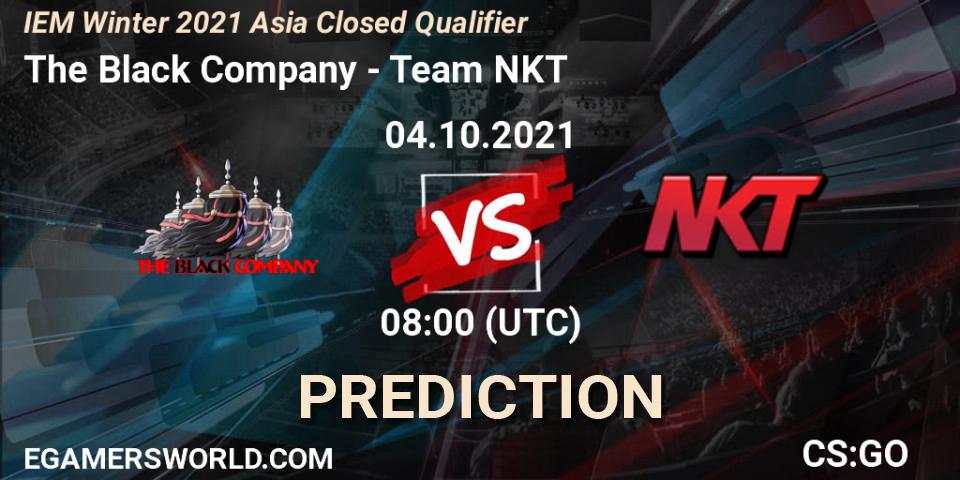 Prognose für das Spiel The Black Company VS Team NKT. 04.10.2021 at 08:00. Counter-Strike (CS2) - IEM Winter 2021 Asia Closed Qualifier