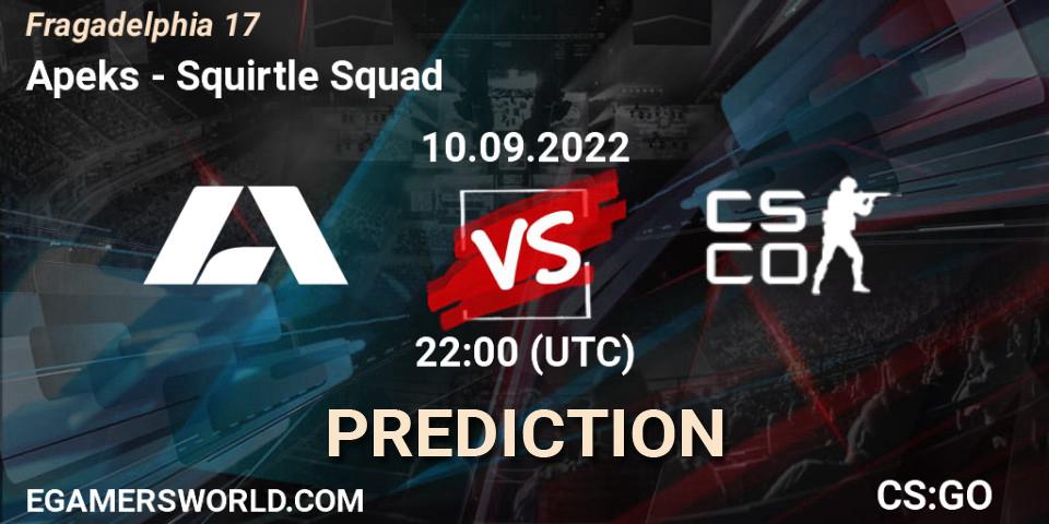 Prognose für das Spiel Apeks VS Squirtle Squad. 10.09.2022 at 22:15. Counter-Strike (CS2) - Fragadelphia 17