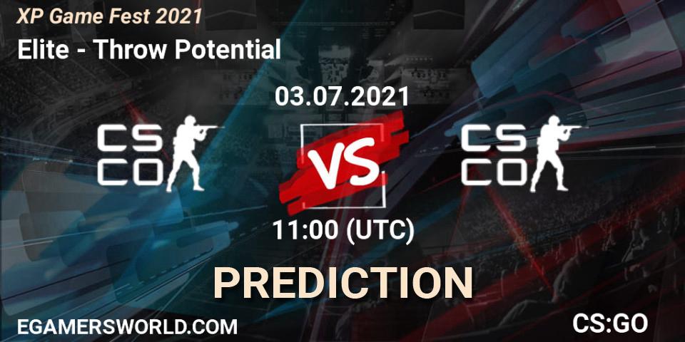Prognose für das Spiel Elite VS Throw Potential. 03.07.2021 at 11:00. Counter-Strike (CS2) - XP Game Fest 2021