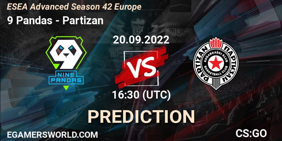 Prognose für das Spiel 9 Pandas VS Partizan. 20.09.2022 at 16:30. Counter-Strike (CS2) - ESEA Season 42: Advanced Division - Europe