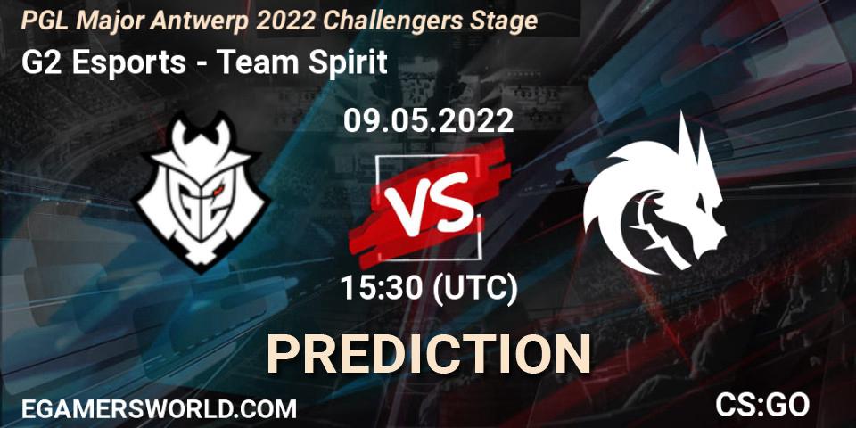 Prognose für das Spiel G2 Esports VS Team Spirit. 09.05.2022 at 15:30. Counter-Strike (CS2) - PGL Major Antwerp 2022 Challengers Stage