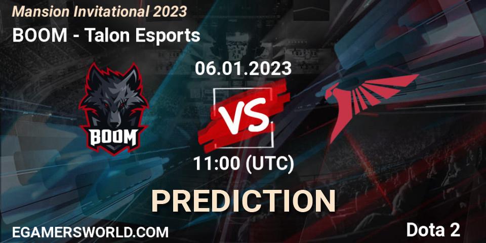 Prognose für das Spiel BOOM VS Talon Esports. 07.01.2023 at 06:50. Dota 2 - Mansion Invitational 2023