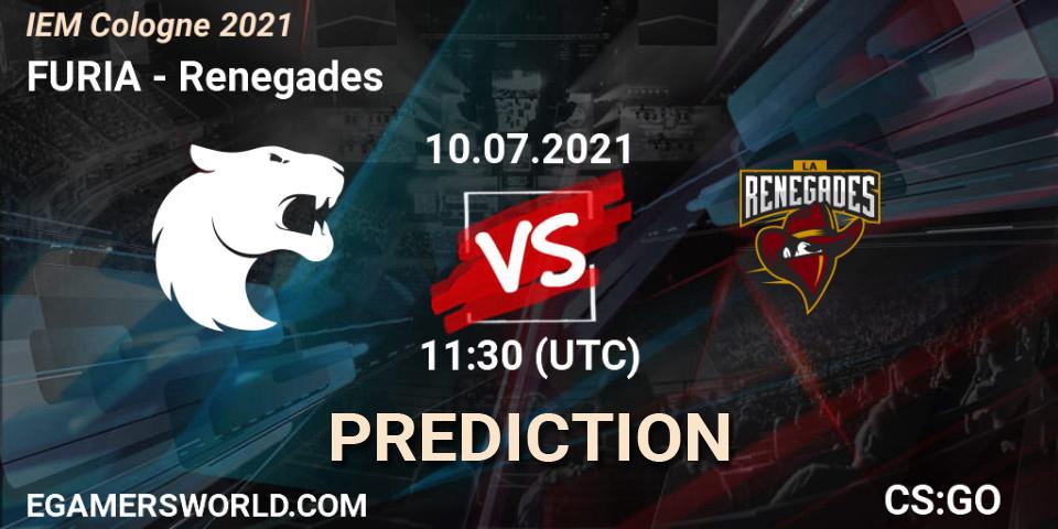 Prognose für das Spiel FURIA VS Renegades. 10.07.2021 at 11:30. Counter-Strike (CS2) - IEM Cologne 2021