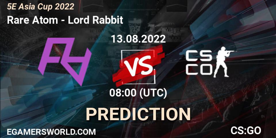 Prognose für das Spiel Rare Atom VS Lord Rabbit. 13.08.2022 at 08:00. Counter-Strike (CS2) - 5E Asia Cup 2022