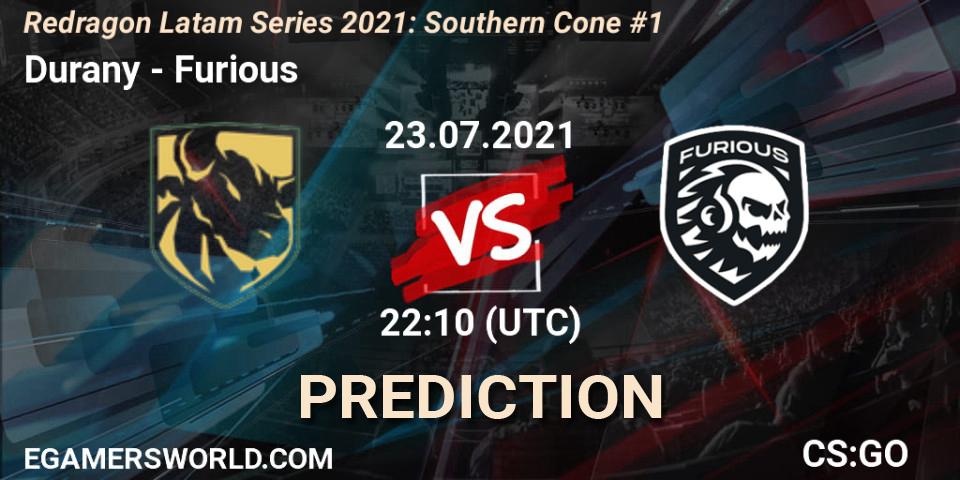 Prognose für das Spiel Durany VS Furious. 24.07.2021 at 01:30. Counter-Strike (CS2) - Redragon Latam Series 2021: Southern Cone #1